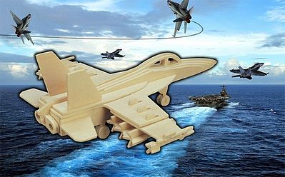 Wood-3D F18 Hornet Fighter (8 Wingspan) Wooden 3D Jigsaw Puzzle #1239