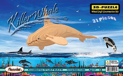 Wood-3D Killer Whale (10 Long) Wooden 3D Jigsaw Puzzle #1264