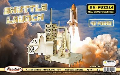 Wood-3D Shuttle Launch (13.5 Long, 14 Tall) Wooden 3D Jigsaw Puzzle #1611