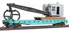 Walthers-Trainline Flatcar w/Logging Crane Union Pacific Green & Black Model Train Freight Car HO Scale #1783