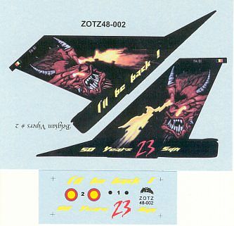 Zotz F16A MLU, FA61/F16AM Ill Be Back Plastic Model Aircraft Decal 1/48 #48002