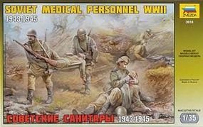 Zvezda Soviet Medical Personnel 1943-45 (5) Plastic Model Military Figure 1/35 Scale #3618