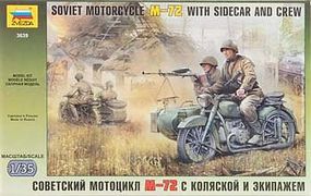 Zvezda Soviet Motorcycle w/Sidecar M-72 Plastic Model Motorcycle Kit 1/35 Scale #3639