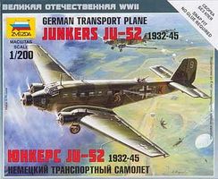 Zvezda Junkers Ju-52 German Transport Plane Plastic Model Airplane Kit 1/200 Scale #6139