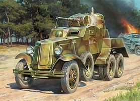Zvezda BA-10 Soviet Armored Car WWII Snap Kit Plastic Model Military Truck Kit 1/100 Scale #6149