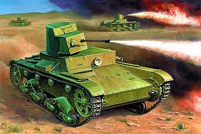 Zvezda Soviet Flamethrower Tank T-26 Snap Kit Plastic Model Tank Kit 1/100 Scale #6165
