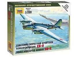 Zvezda Soviet Bomber SB-2 Plastic Model Airplane Kit 1/200 Scale #6185