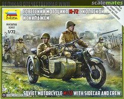 Zvezda Soviet M72 Motorcycle w/Sidecar & Crew Plastic Model Military Vehicle Kit 1/72 Scale #6277
