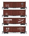 40' Steel Boxcar 4 pack D Variety Set NYC, RDG, DLW, NB