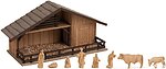 Laser-Cut Wooden Christmas Nativity Scene Kit w/ Figures