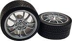 Pegasus Silver M5's Rims w/Tires (4) Plastic Model Tire Wheel 1/24 Scale #1282