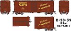 Rapido 40' B-50-42 Boxcar Union Pacific Set #2 HO Scale Model Train ...