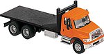 International(R) 7600 3-Axle Orange Flatbed Truck