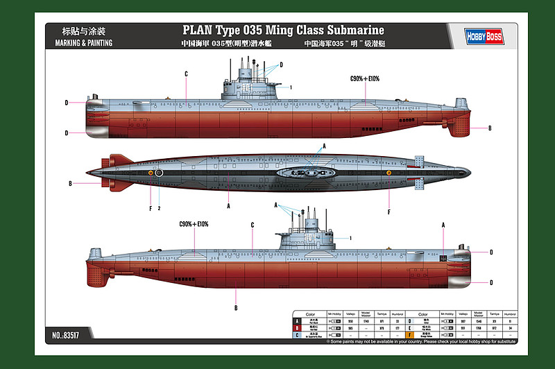 PLA Navy Type035 Ming Class Submarine -- Plastic Model Military Ship ...