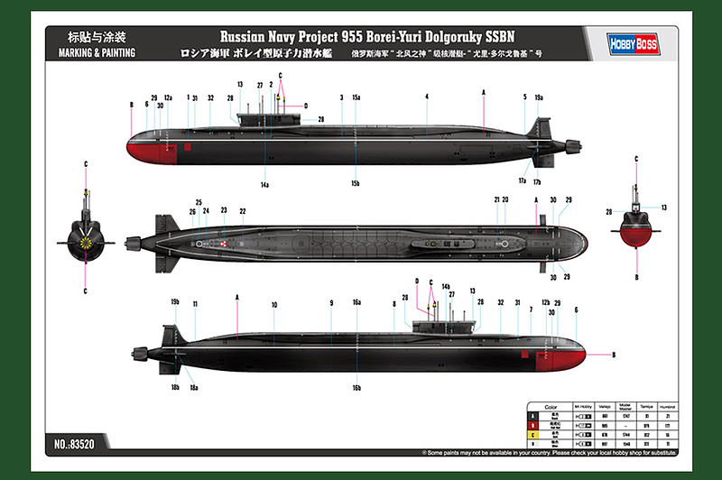 RUSSIAN NAVY BAREI SSBN -- Plastic Model Military Ship Kit -- 1/350 ...