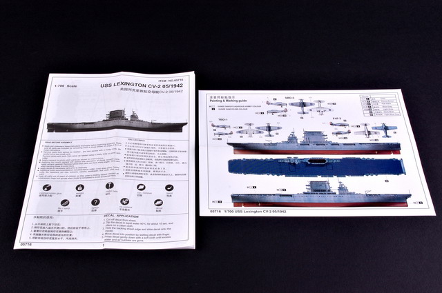 USS Lexington CV-2 1942 -- Plastic Model Military Ship Kit -- 1/700 ...