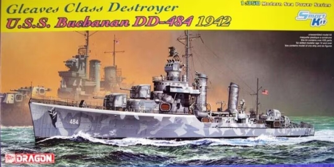 USS Buchanan DD-484 1942 Smart Kit -- Plastic Model Destroyer Kit -- 1/ ...