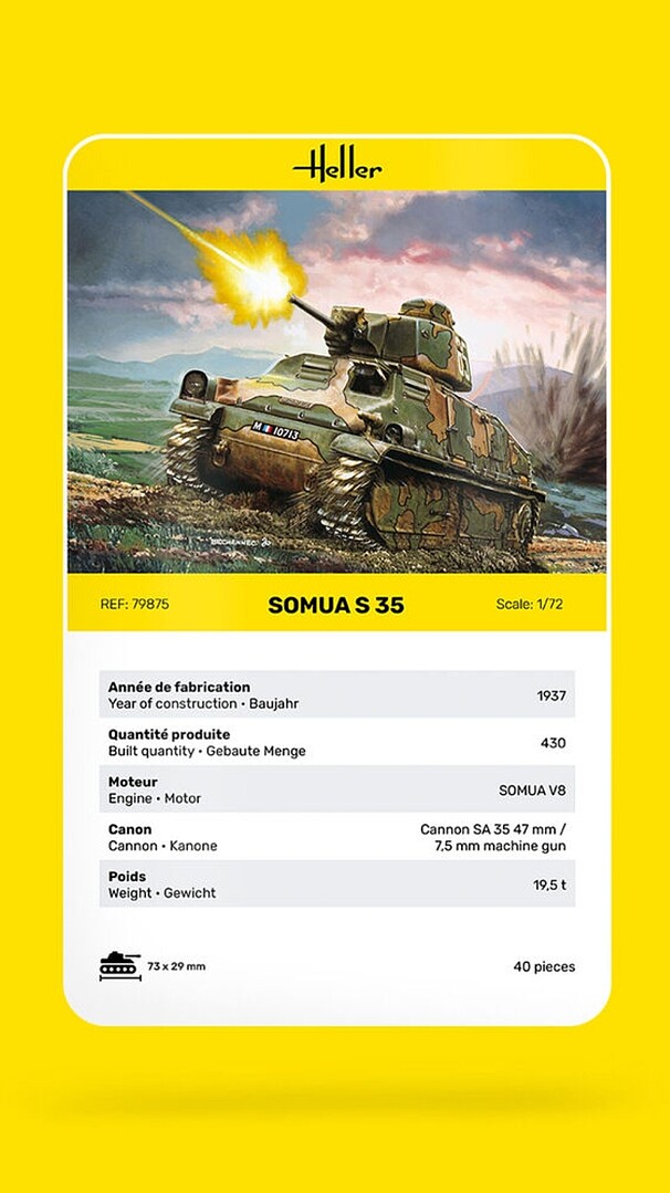 Somua S35 Battle Tank -- Plastic Model Military Vehicle Kit -- 1/72 ...