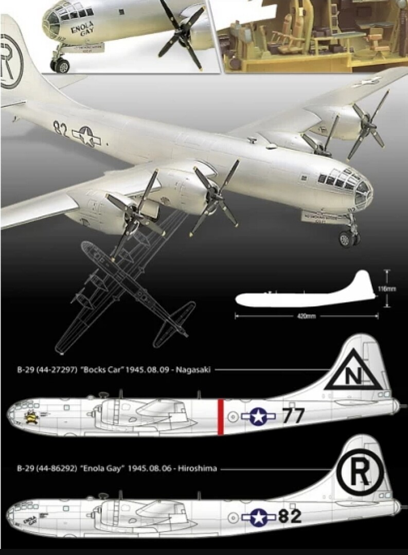 B29A Enola Gay/Bockscar Aircraft -- Plastic Model Airplane Kit -- 1/72 ...