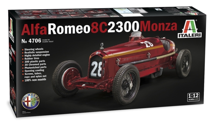 Italeri Alfa Romeo 8C 2300 Monza Race Car (Tazio Nuvolari) Plastic Model  Car Kit 1/12 Scale #554706