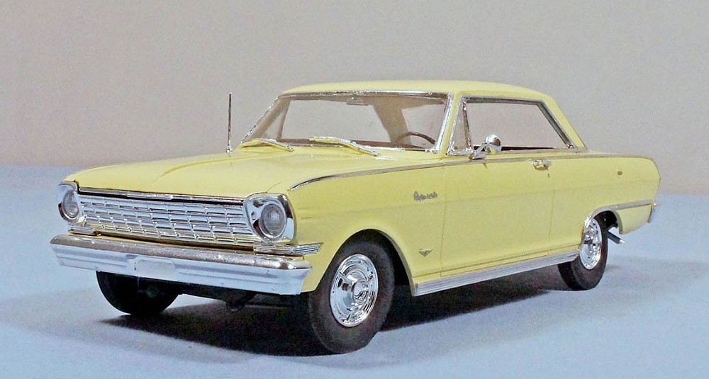thumbnail interactive-video image 1 of Moebius 1965 Chevrolet Chevy II Nova Resto Mod 1:25 Scale Model Car Kit – 2323, Unassembled 1 of 6
