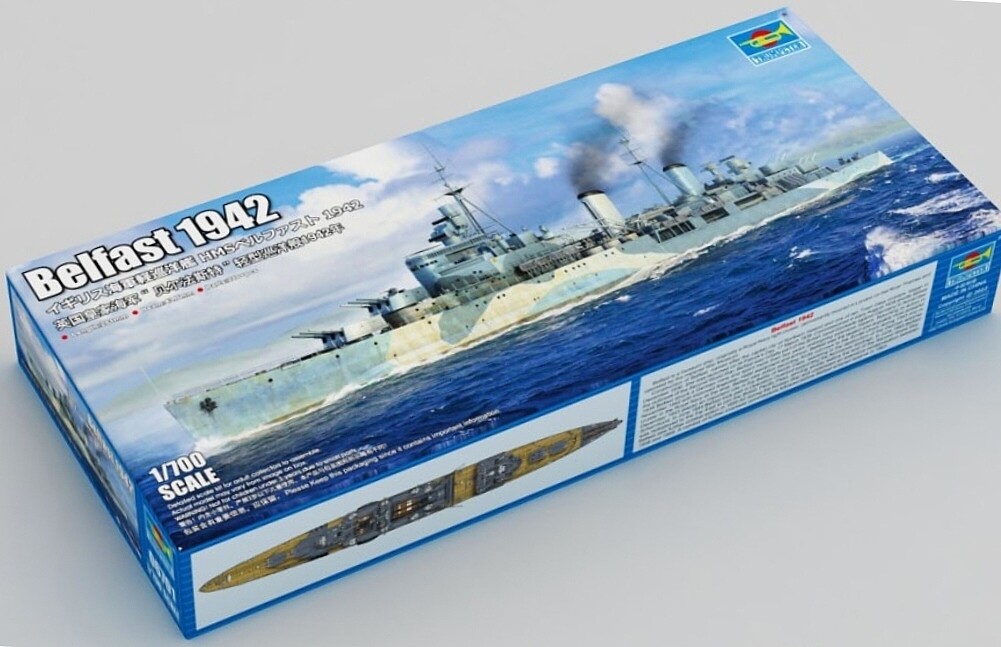 HMS Belfast British Light Cruiser 1942 -- Plastic Model Military Ship ...