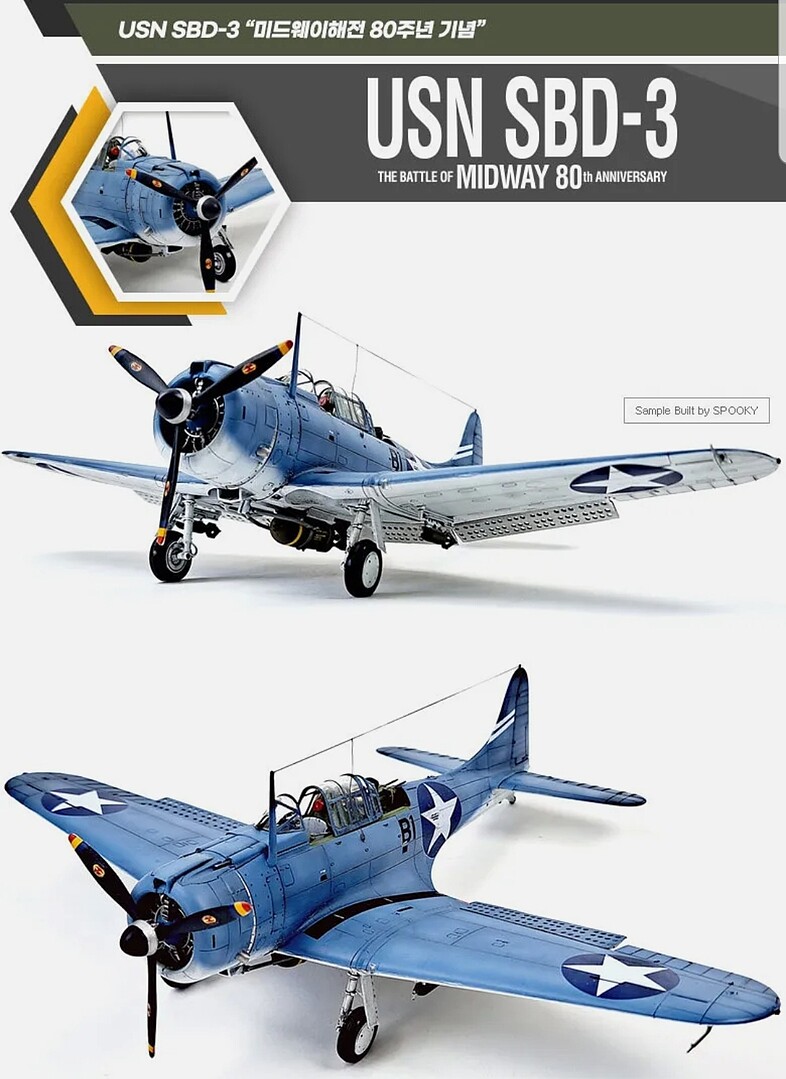 USN SBD-3 Battle of Midway -- Plastic Model Military Aircraft Kit -- 1/ ...