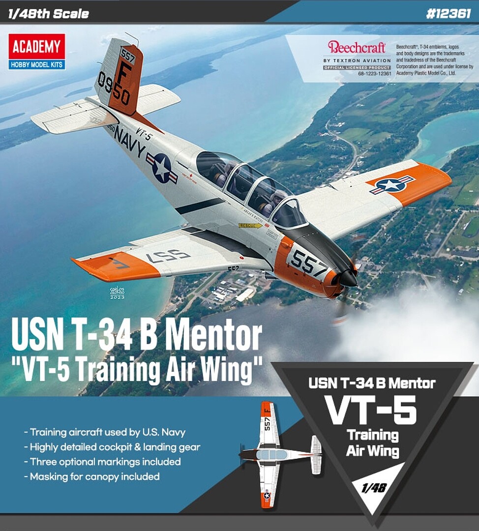 Gallery Pictures Academy USN T-34 B Mentor VT-5 Trainer Aircraft Plastic  Model Airplane Kit 1/48 Scale #12361