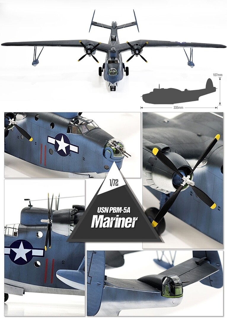 USN PBM-5A Mariner -- Plastic Model Airplane Kit -- 1/72 Scale ...