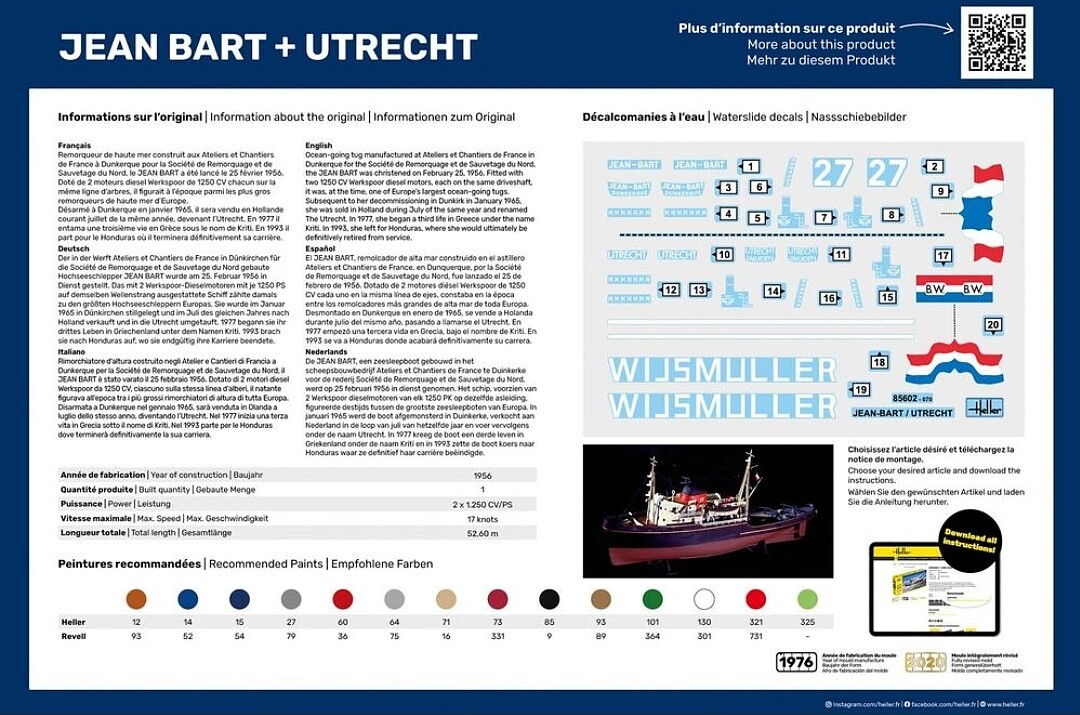 Jean Bart & Ultrec tug boats -- Plastic Model Commercial Ship -- 1/200 ...