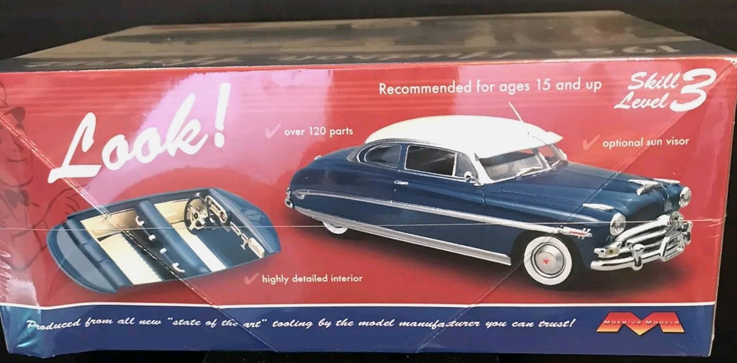 Moebius Models 1/25 Scale 1953 Hudson Hornet Plastic Model Kit – Skill Level 3, MPN 1200
