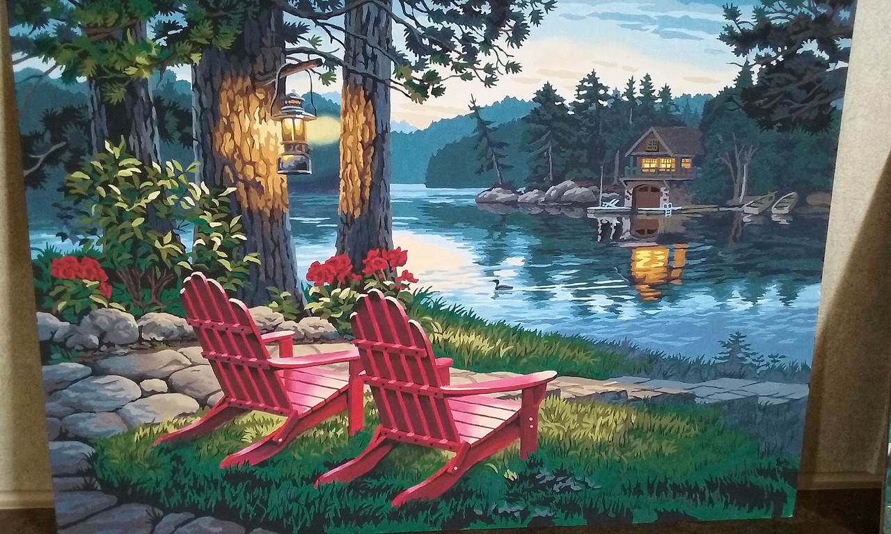 Paintworks Paint by Number 91661 Village Lake Afternoon PBN 14 x 20