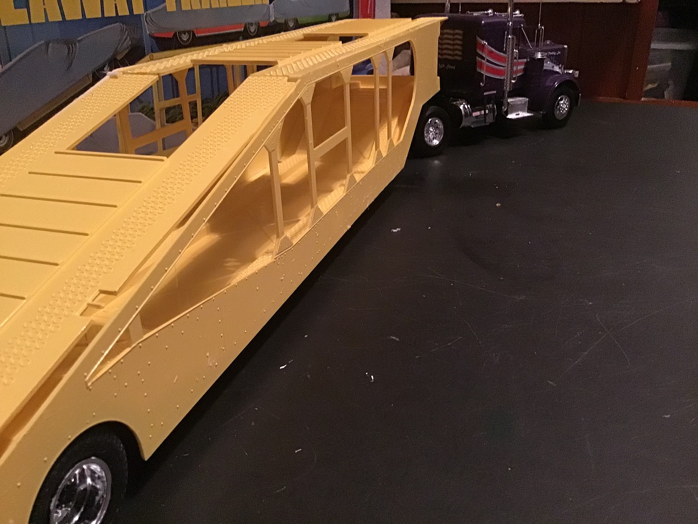5 Car Haulaway Trailer Plastic Model Truck Vehicle Kit 1 25 Scale