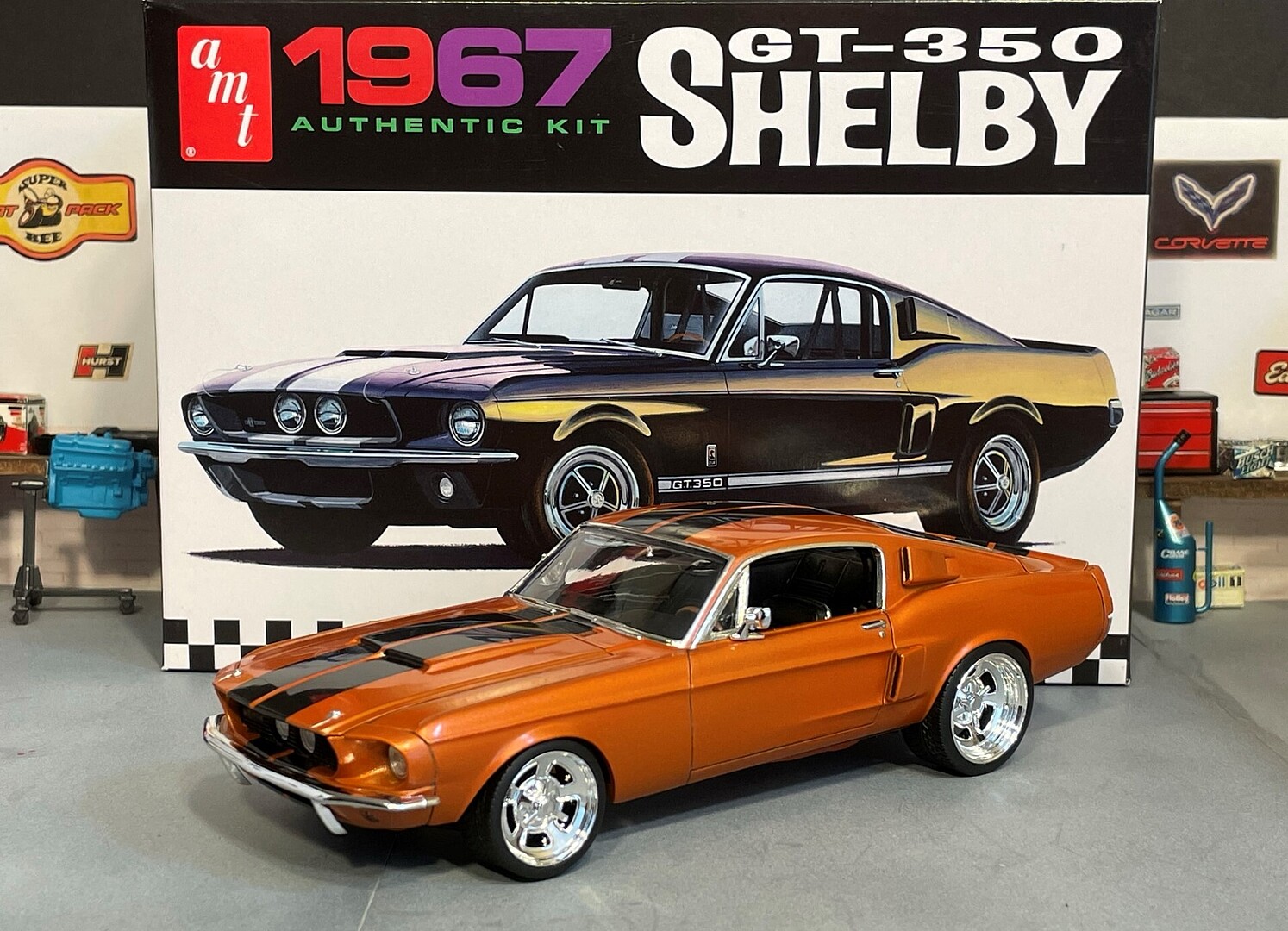 1967 Shelby GT350 Car (White) -- Plastic Model Car Kit -- 1/25 Scale ...