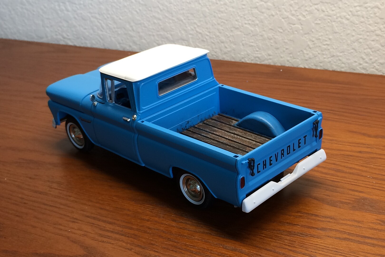 1960 Chevy Custom Fleetside Pickup with Go Kart -- Plastic Model Truck ...