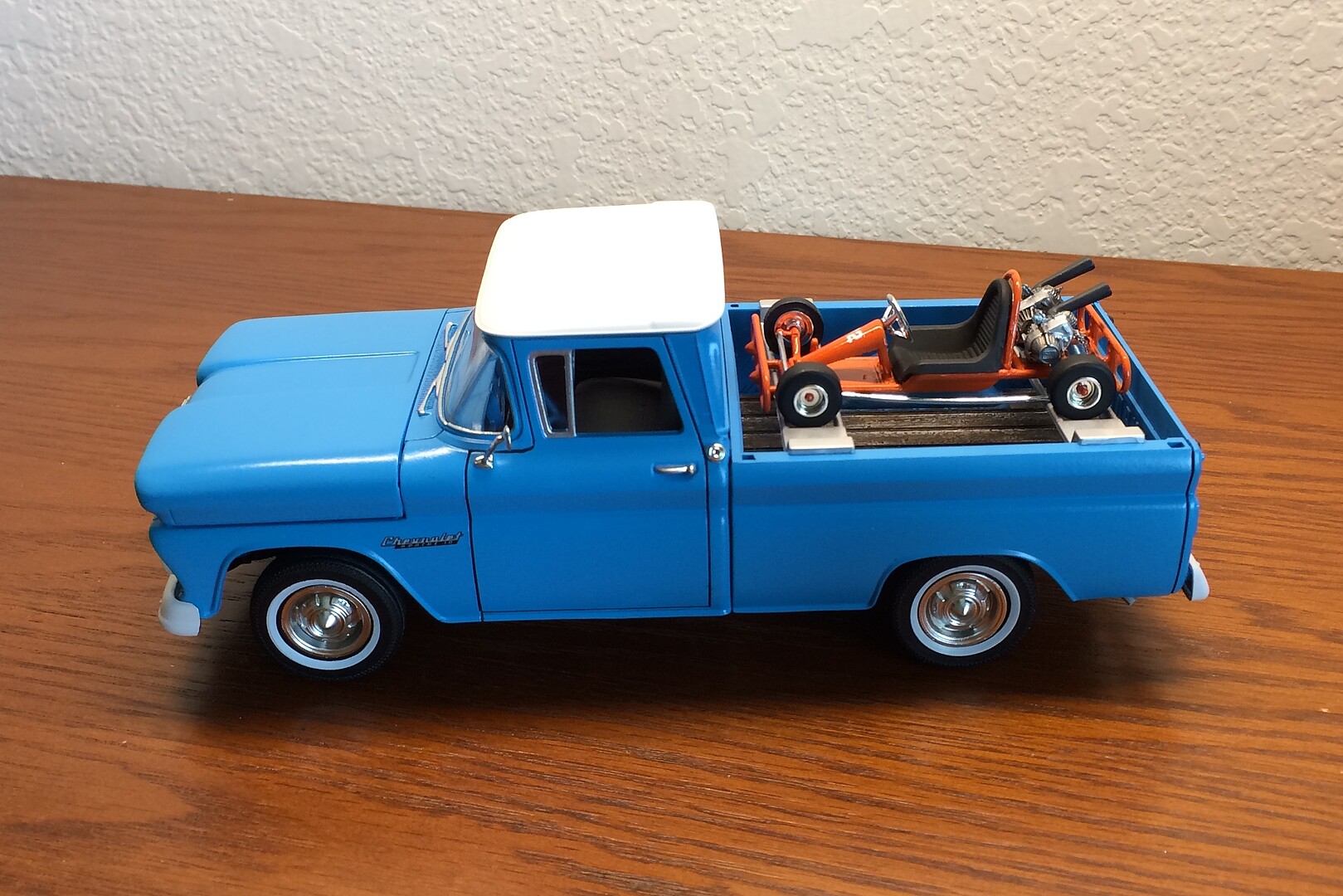 1960 Chevy Custom Fleetside Pickup with Go Kart -- Plastic Model Truck ...