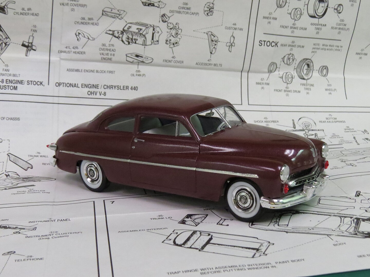 1949 Mercury Custom Coupe Plastic Model Car 3 in 1 Kit 1 25 Scale 1949-mercury-custom-coupe-plastic-model-car-3-in-1-kit-1-25-scale