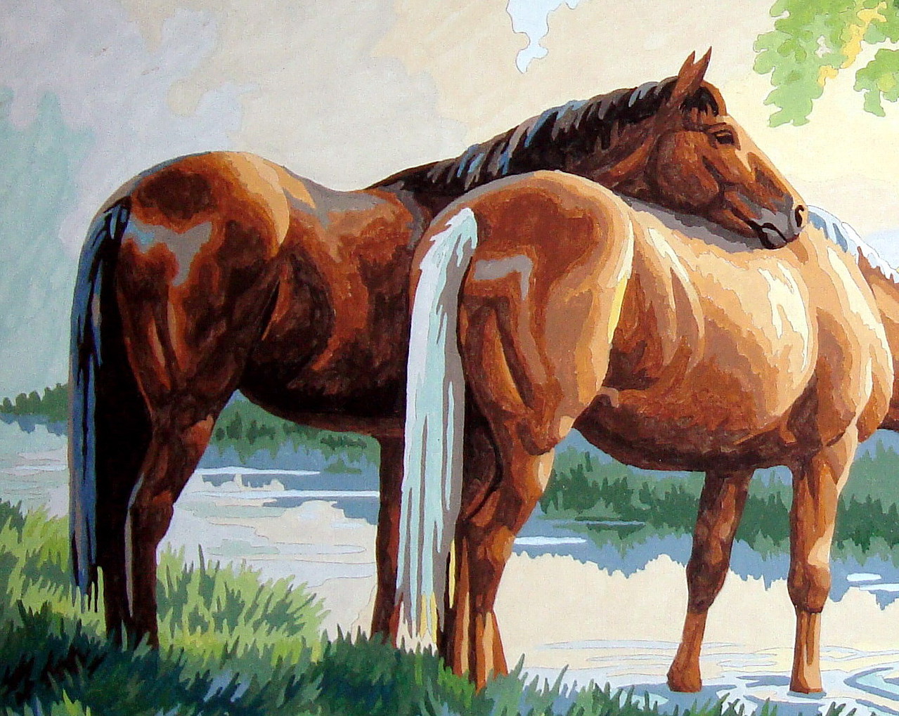 Horses by a Stream -- Paint By Number Kit -- #91159 pictures by bpaulich
