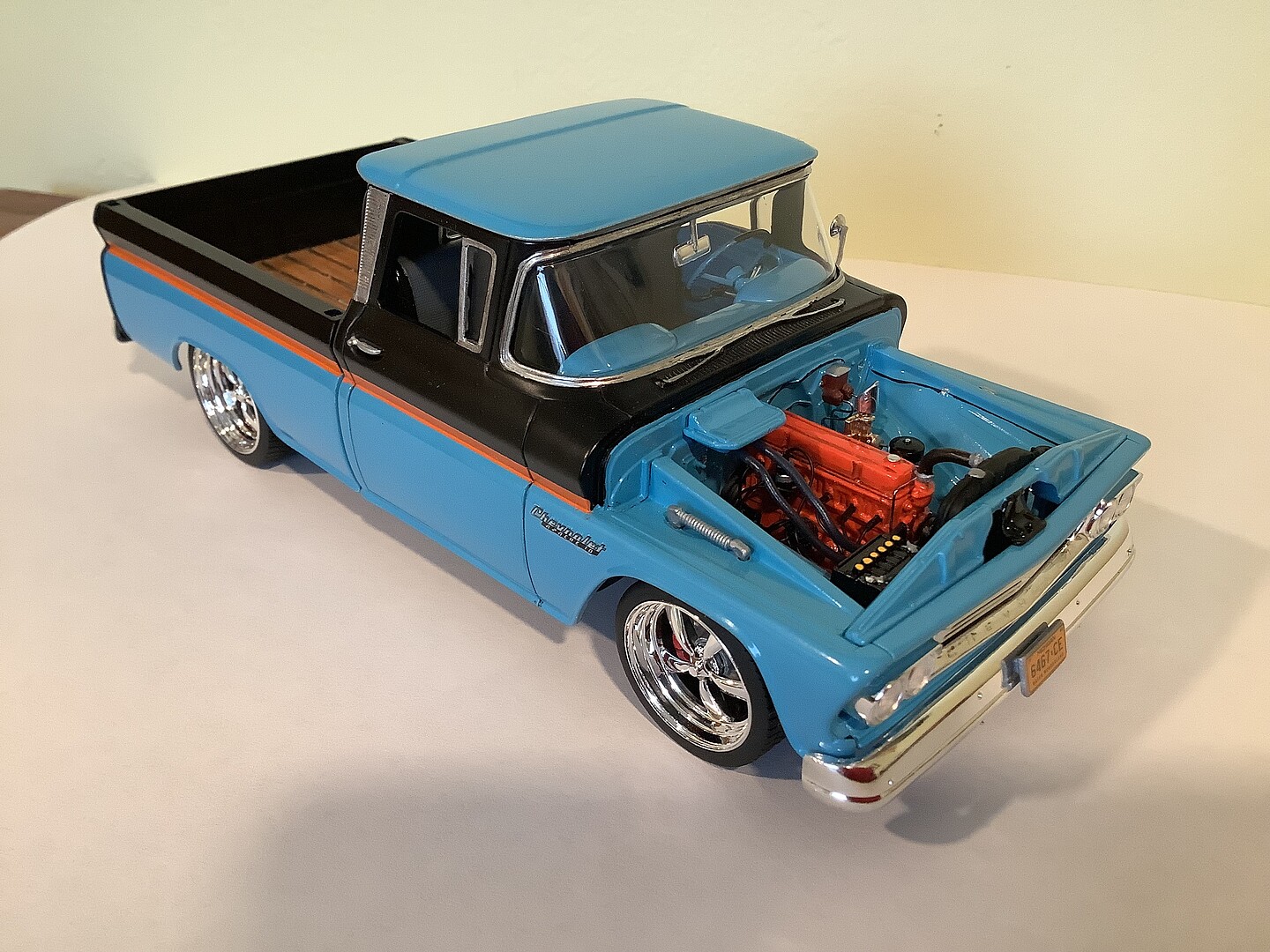 1960 Chevy Custom Fleetside Pickup with Go Kart -- Plastic Model Truck ...