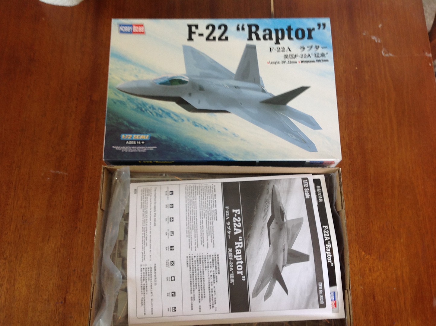 HobbyBoss EZ F-22 Raptor Plastic Model Airplane Kit 1/72 Scale #80210