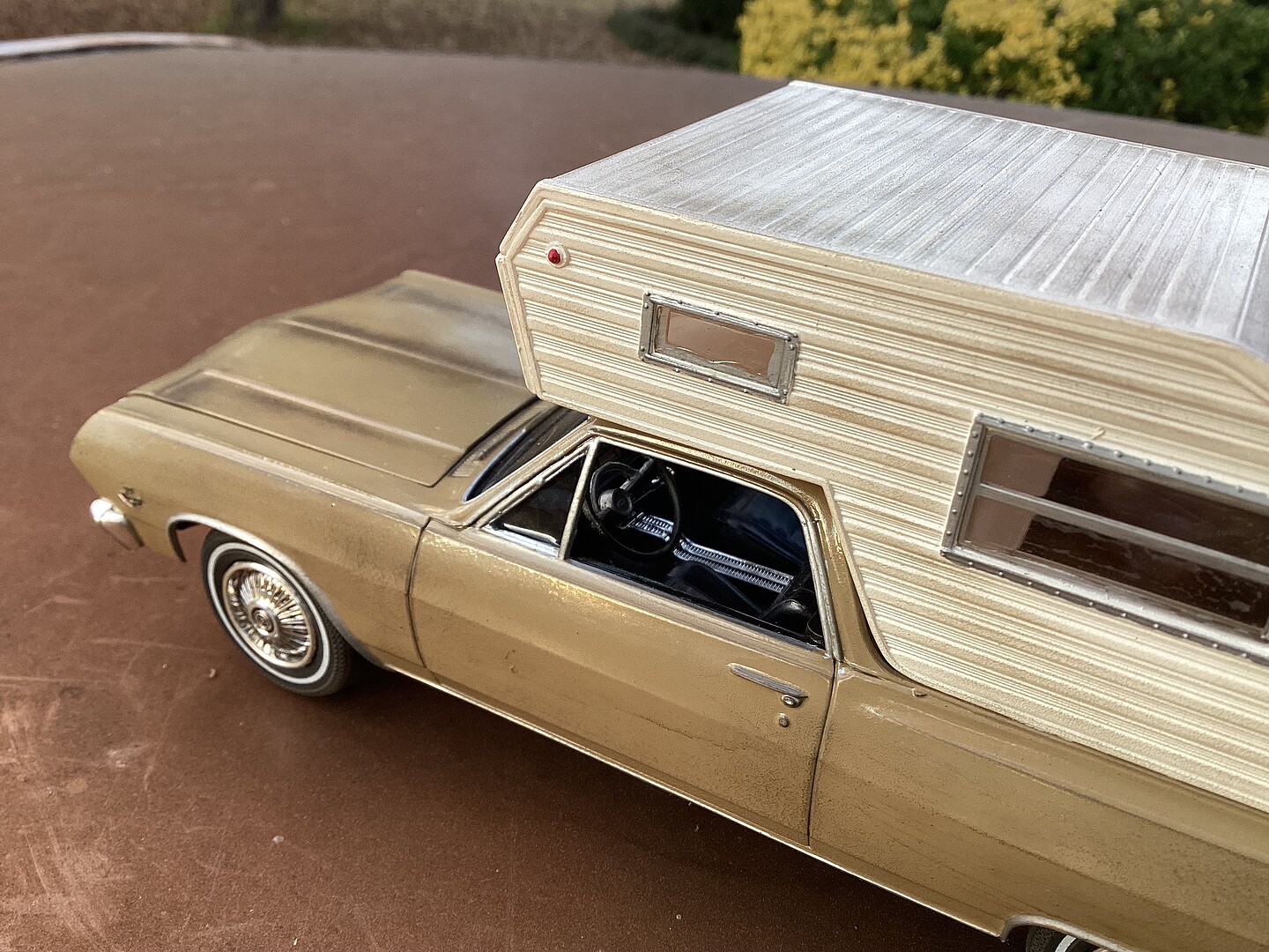 Chevy El Camino With Camper Plastic Model Car Vehicle Kit