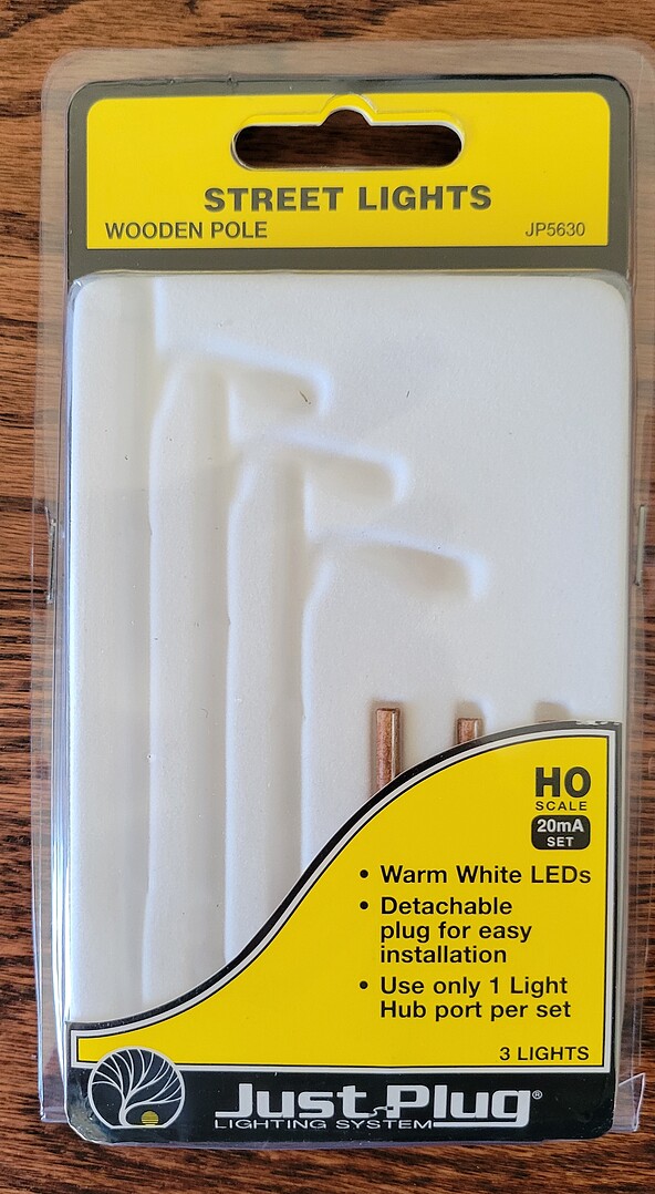 Wooden Pole Street Lights (3) Model Railroad Lighting Kit HO