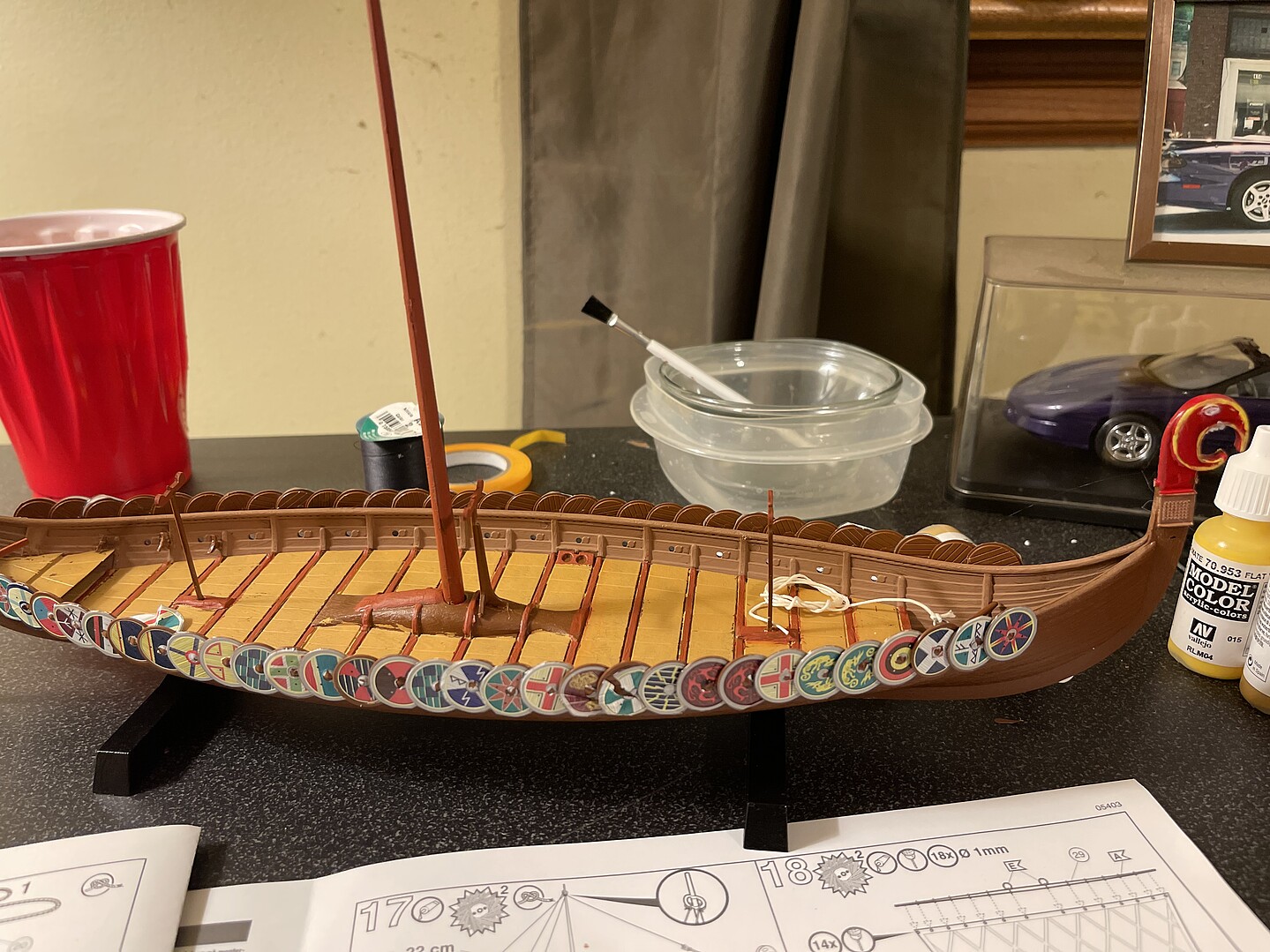 Viking Sailing Ship w/paint & glue Plastic Model Sailing Ship Kit