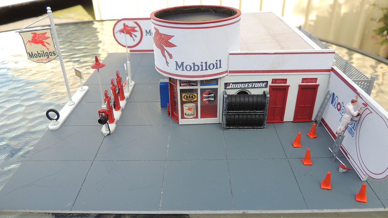 JL Innovative Design 431 HO Storm Lake Mobil Vintage Gas Station Wooden Kit for sale online 