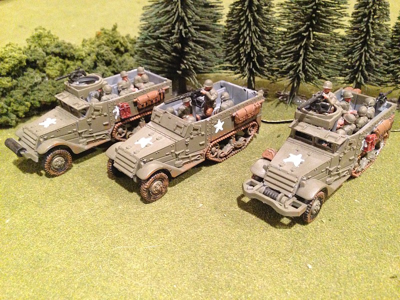 WWII Allied M3 Halftrack (3) & Crew (24) -- Plastic Model Halftrack Kit ...