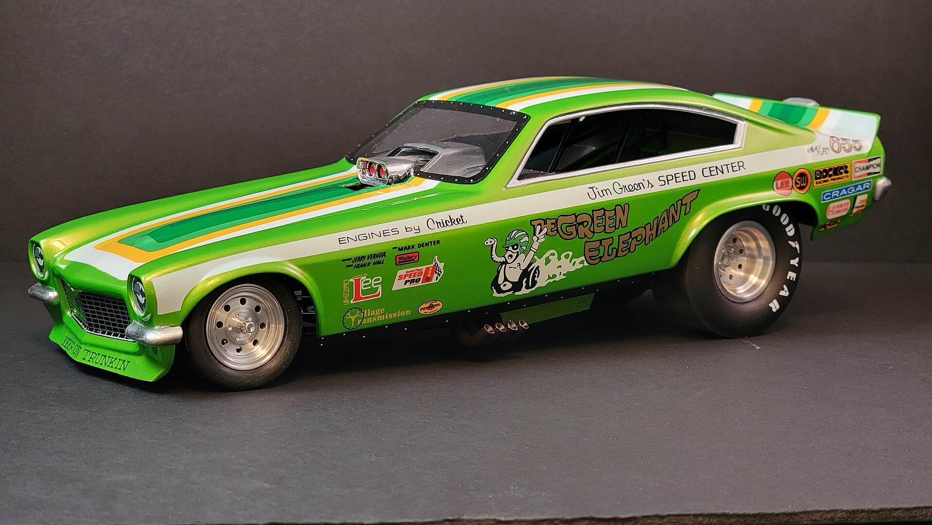 Chevy Vega Funny Car The Green Elephant Plastic Model Car Kit 1 
