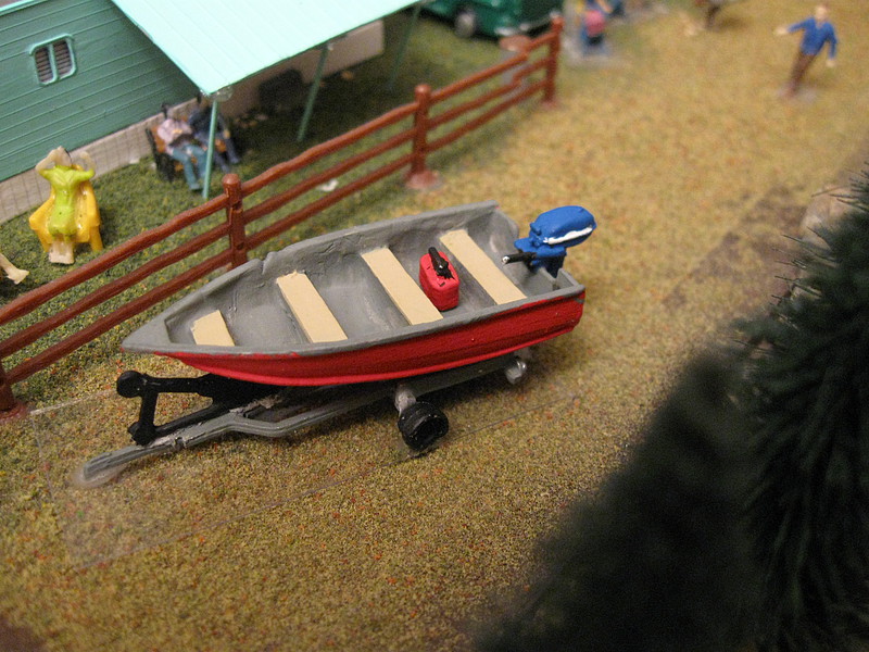 Fishing Boat, Motor & Trailer Metal Kit -- Model Railroad Vehicle