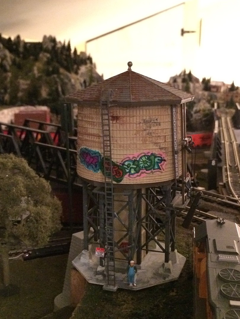 thumbnail image 2 of HO Scale Model Railroad Water Tower – White Plastic Pre-Built Scenery Piece 2 of 6