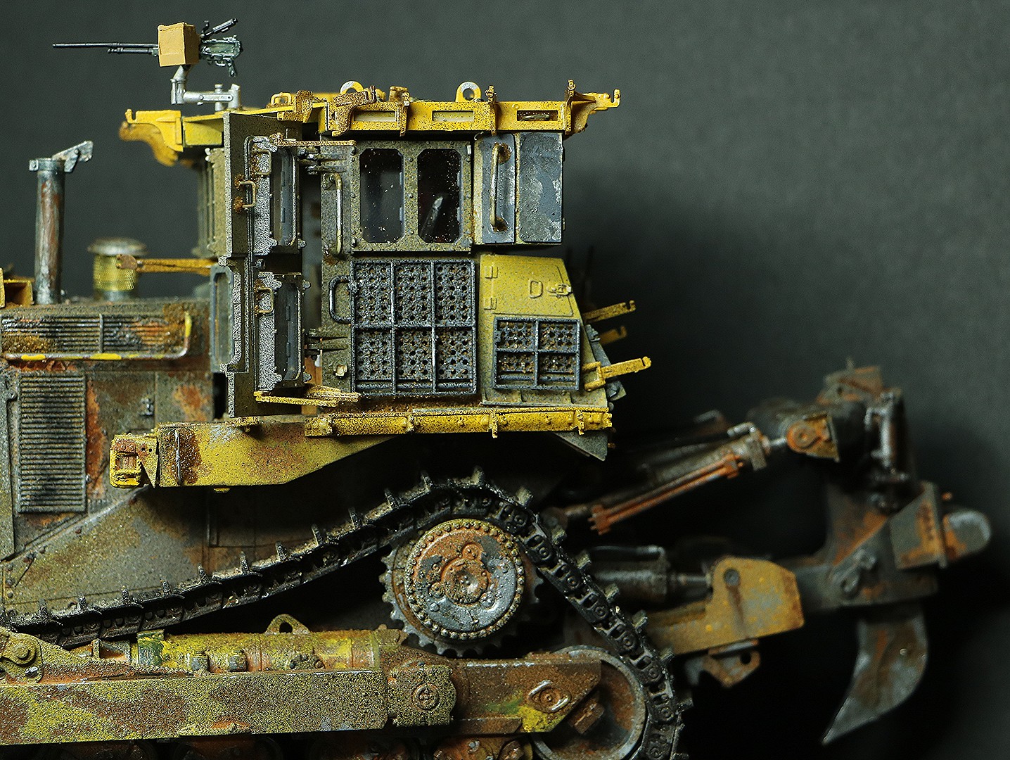 D9R Armored Bulldozer with Slat Armor Plastic Model Military Vehicle