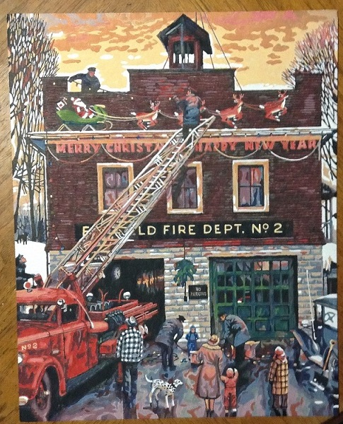 Norman Rockwell Christmas at the Fire Station (16''x20'') -- Paint By ...